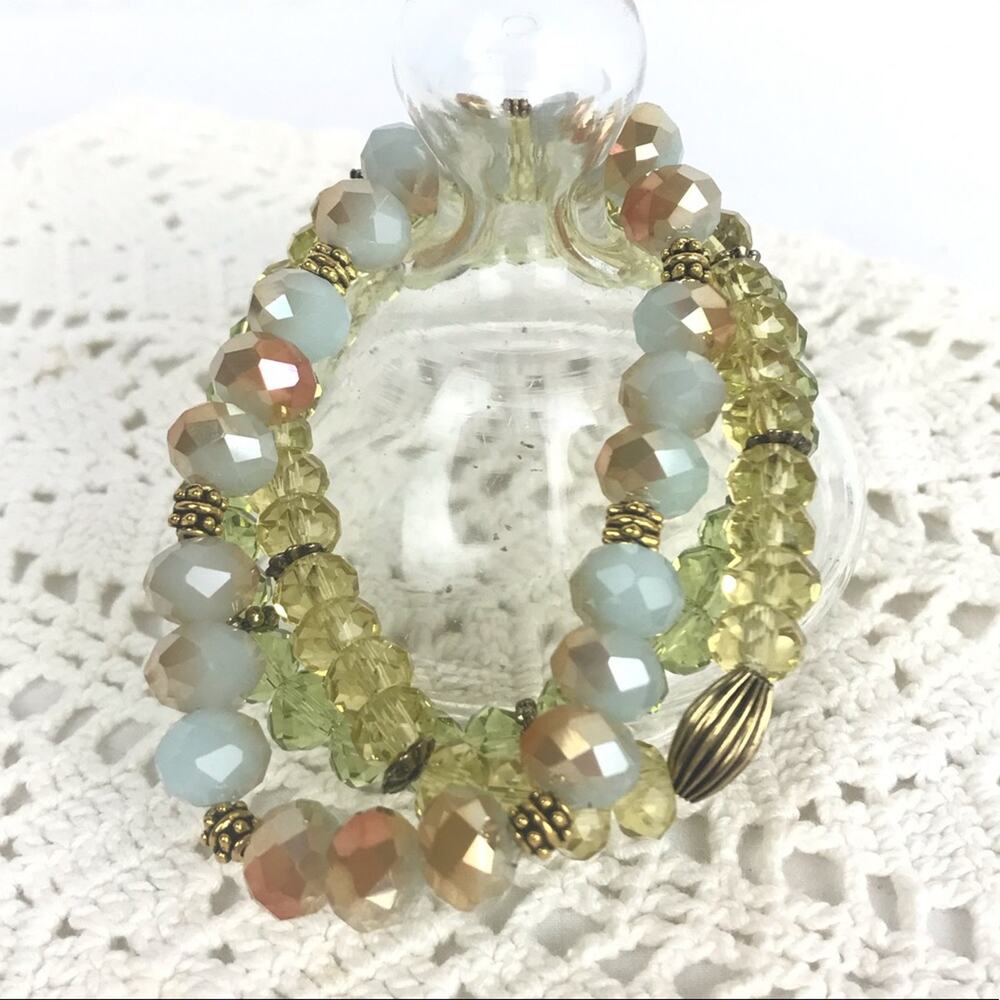 Opalescent Beaded Stretch Bracelets Stackable